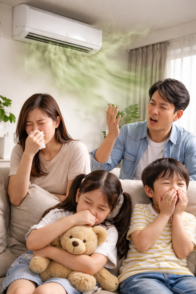 에어컨냄새 에 시달리는 가족